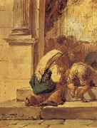 Karl Briullov Scene on the threshold of a church Spain oil painting artist